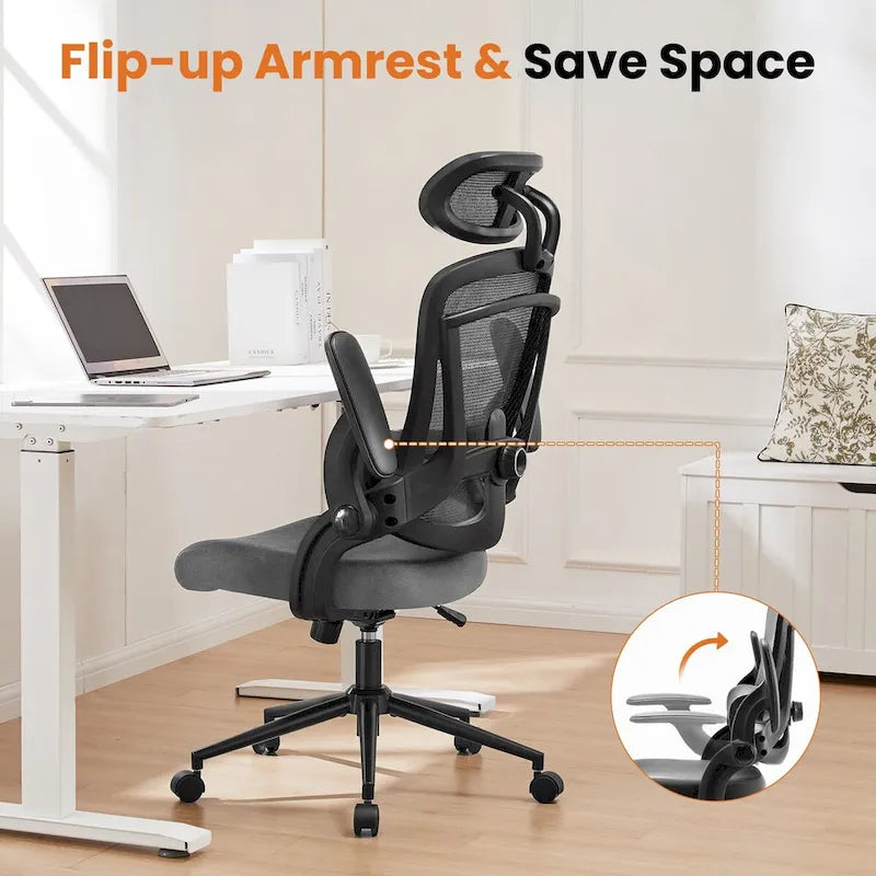 High Back Desk Chair with Adjustable Lumbar Support & Headrest