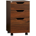 3 Drawer Office Storage Cabinet, Under Desk Cabinet with Wheels, Brown Wood Grain