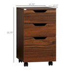 3 Drawer Office Storage Cabinet, Under Desk Cabinet with Wheels, Brown Wood Grain