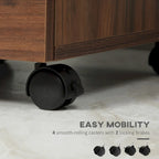 3 Drawer Office Storage Cabinet, Under Desk Cabinet with Wheels, Brown Wood Grain