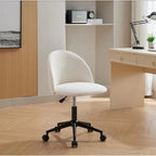 Boucle Office Chair Desk Chair, Mid-Back Adjustable Swivel Computer Chair with Black Legs, Upholstered Desk Chair with Wheels