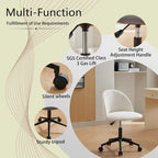 Boucle Office Chair Desk Chair, Mid-Back Adjustable Swivel Computer Chair with Black Legs, Upholstered Desk Chair with Wheels