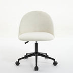 Boucle Office Chair Desk Chair, Mid-Back Adjustable Swivel Computer Chair with Black Legs, Upholstered Desk Chair with Wheels
