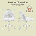 Boucle Office Chair Desk Chair, Mid-Back Adjustable Swivel Computer Chair with Black Legs, Upholstered Desk Chair with Wheels
