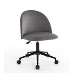 Boucle Office Chair Desk Chair, Mid-Back Adjustable Swivel Computer Chair with Black Legs, Upholstered Desk Chair with Wheels