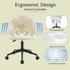 Boucle Office Chair Desk Chair, Mid-Back Adjustable Swivel Computer Chair with Black Legs, Upholstered Desk Chair with Wheels