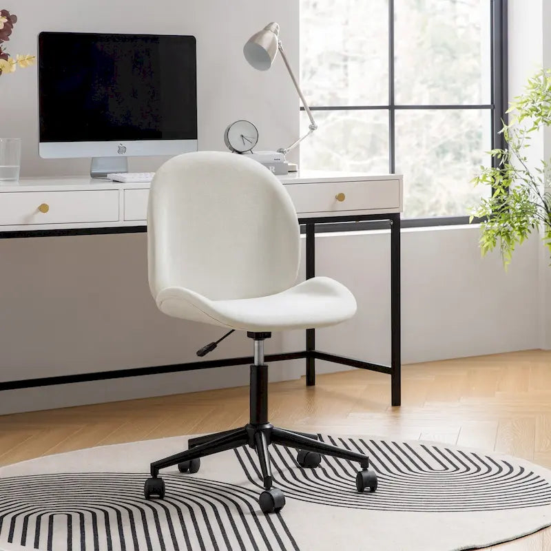 Ines Modern 0ffice Chair 360Whirling Armless With Metal Base by HULALA HOME