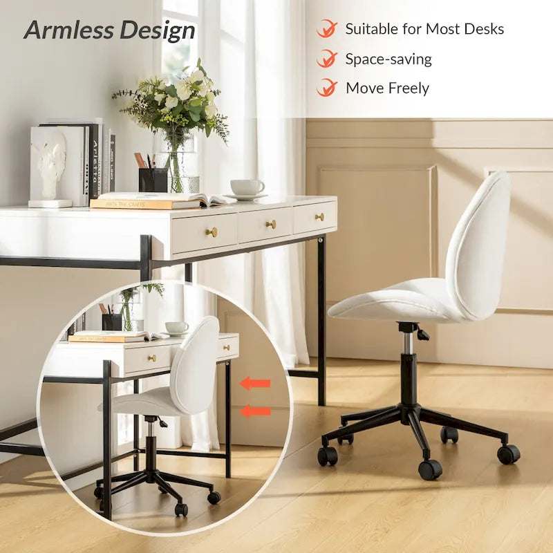 Ines Modern 0ffice Chair 360Whirling Armless With Metal Base by HULALA HOME