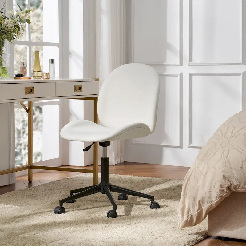 Ines Modern 0ffice Chair 360Whirling Armless With Metal Base by HULALA HOME