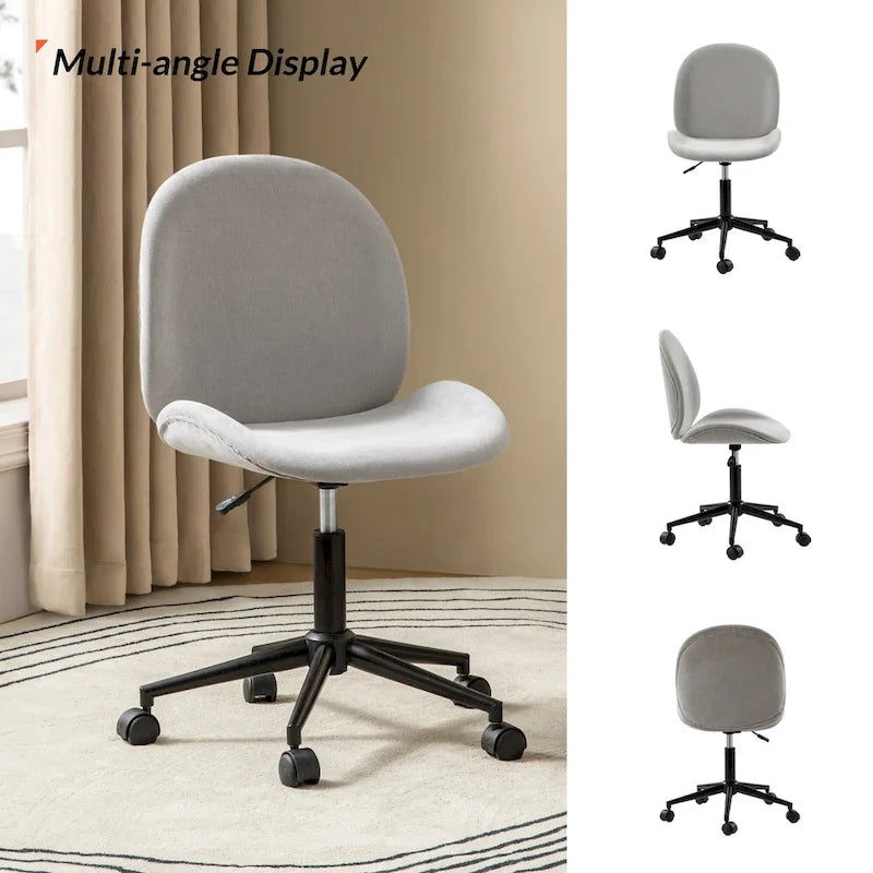 Ines Modern 0ffice Chair 360Whirling Armless With Metal Base by HULALA HOME
