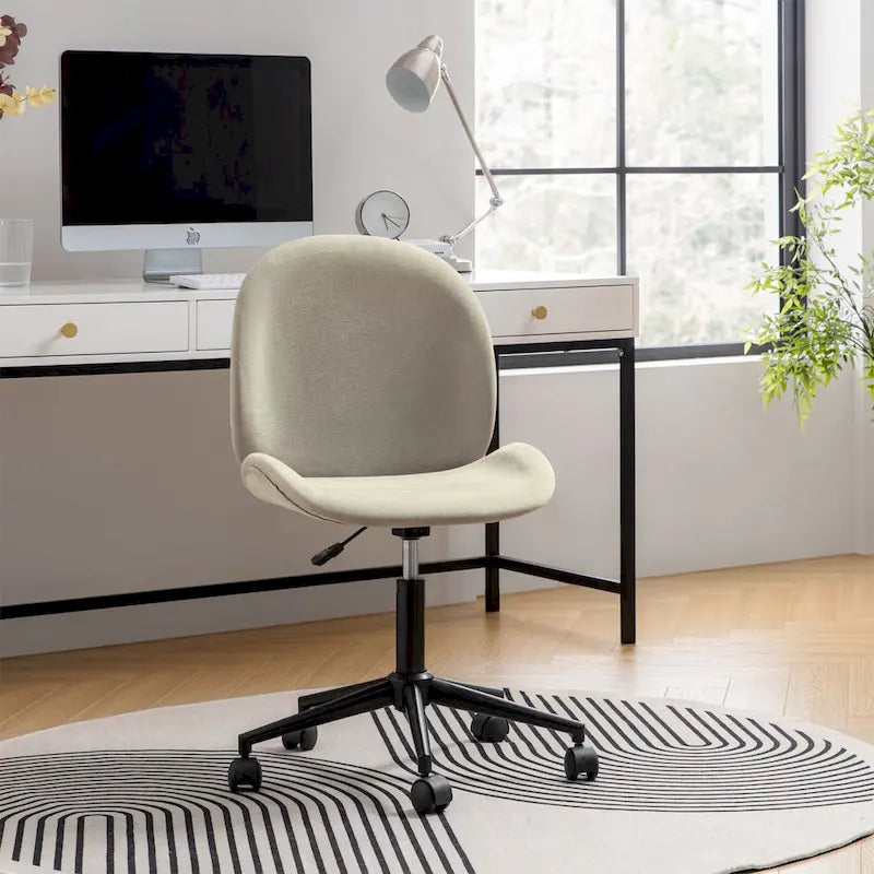 Ines Modern 0ffice Chair 360Whirling Armless With Metal Base by HULALA HOME