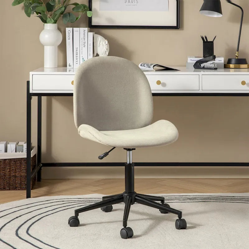 Ines Modern 0ffice Chair 360Whirling Armless With Metal Base by HULALA HOME