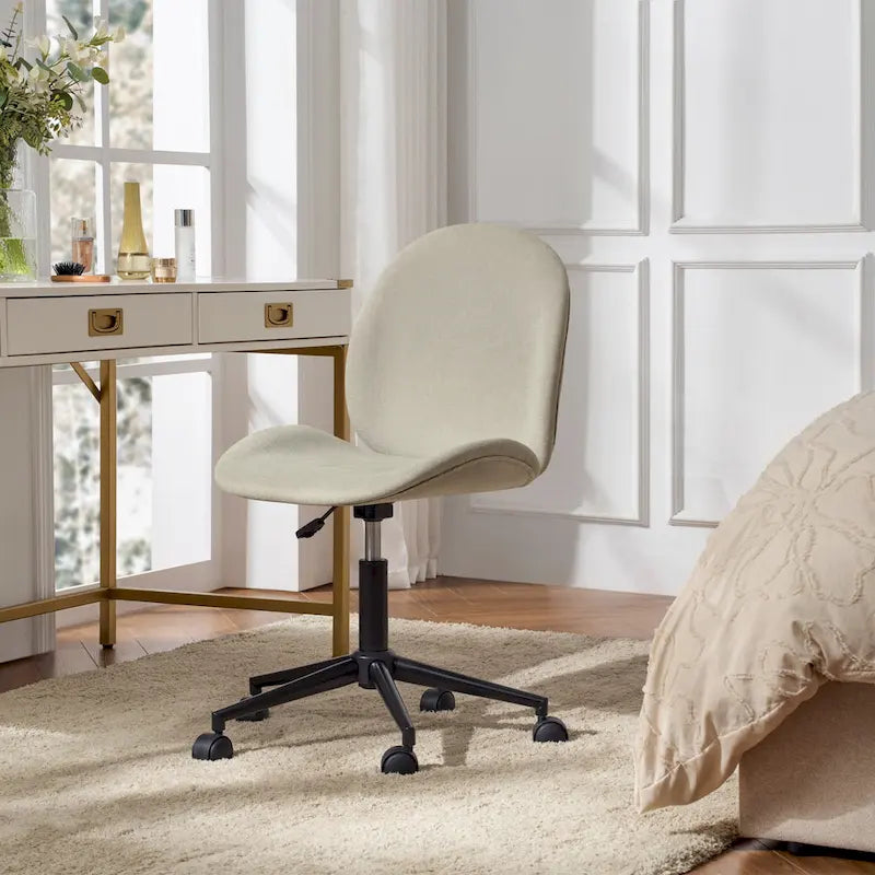 Ines Modern 0ffice Chair 360Whirling Armless With Metal Base by HULALA HOME