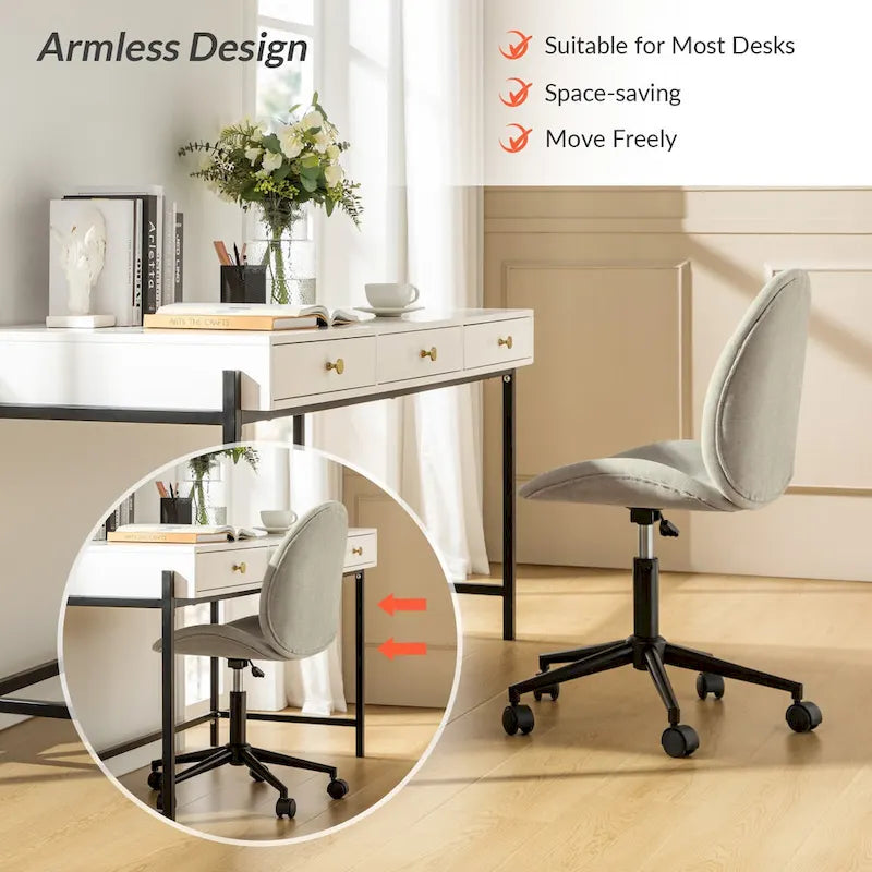 Ines Modern 0ffice Chair 360Whirling Armless With Metal Base by HULALA HOME