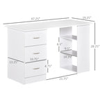 Writing Table Workstation with 3 Drawer and Storage Shelf