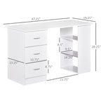 Writing Table Workstation with 3 Drawer and Storage Shelf