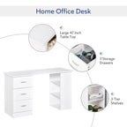Writing Table Workstation with 3 Drawer and Storage Shelf
